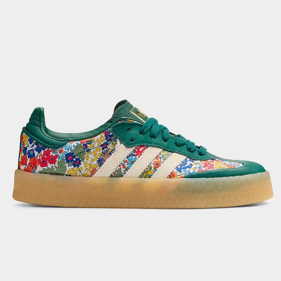 Adidas limited edition green floral Sambae sneakers made with Liberty fabric NWT - Picture 2 of 11